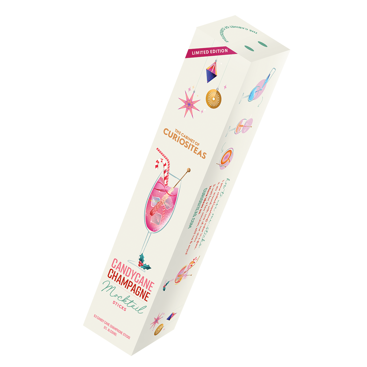 Mocktail Sticks Candy Cane Champagne Box met 6 sticks