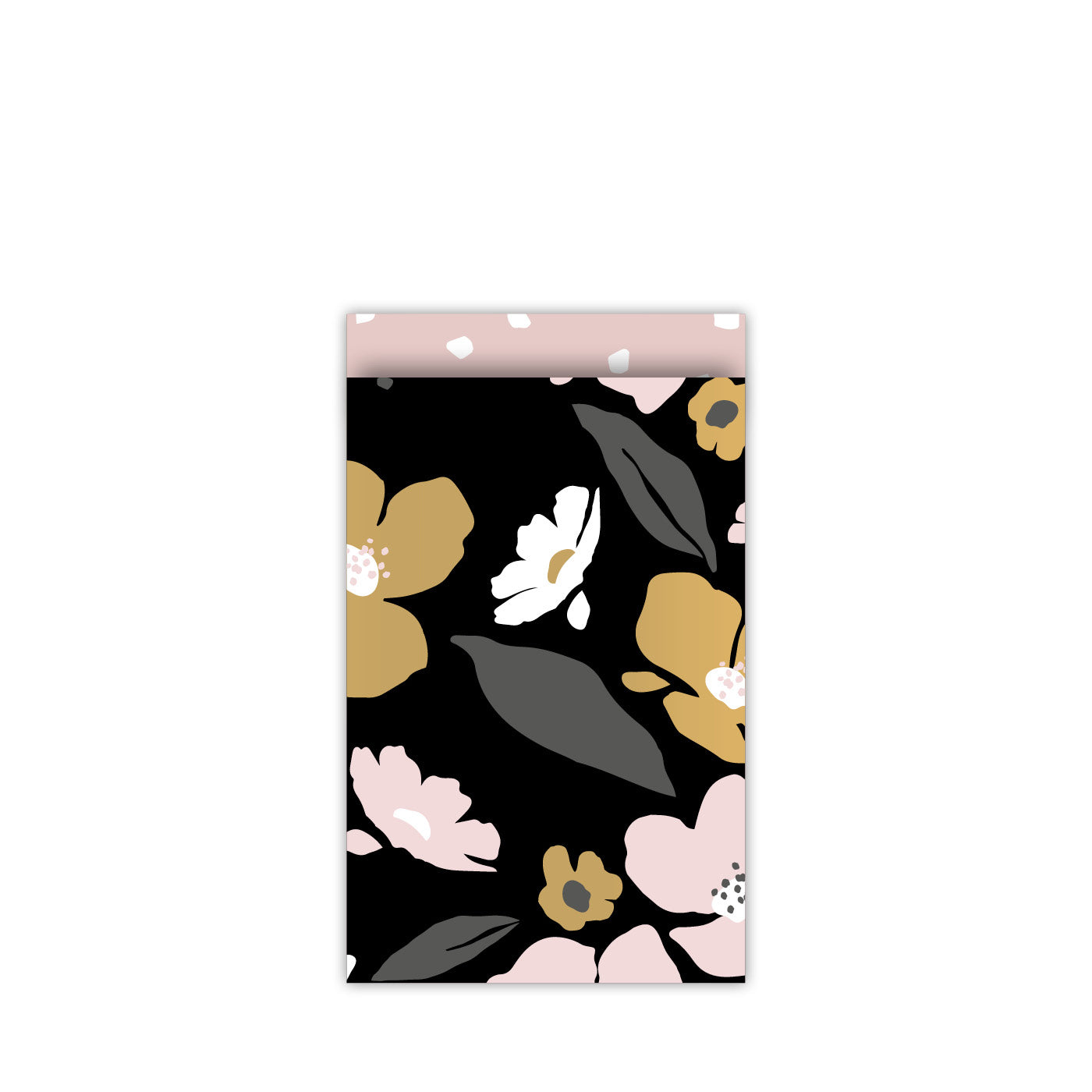 Cadeauzakjes Fresh Flowers - zwart (12x19 cm - 10 stuks)