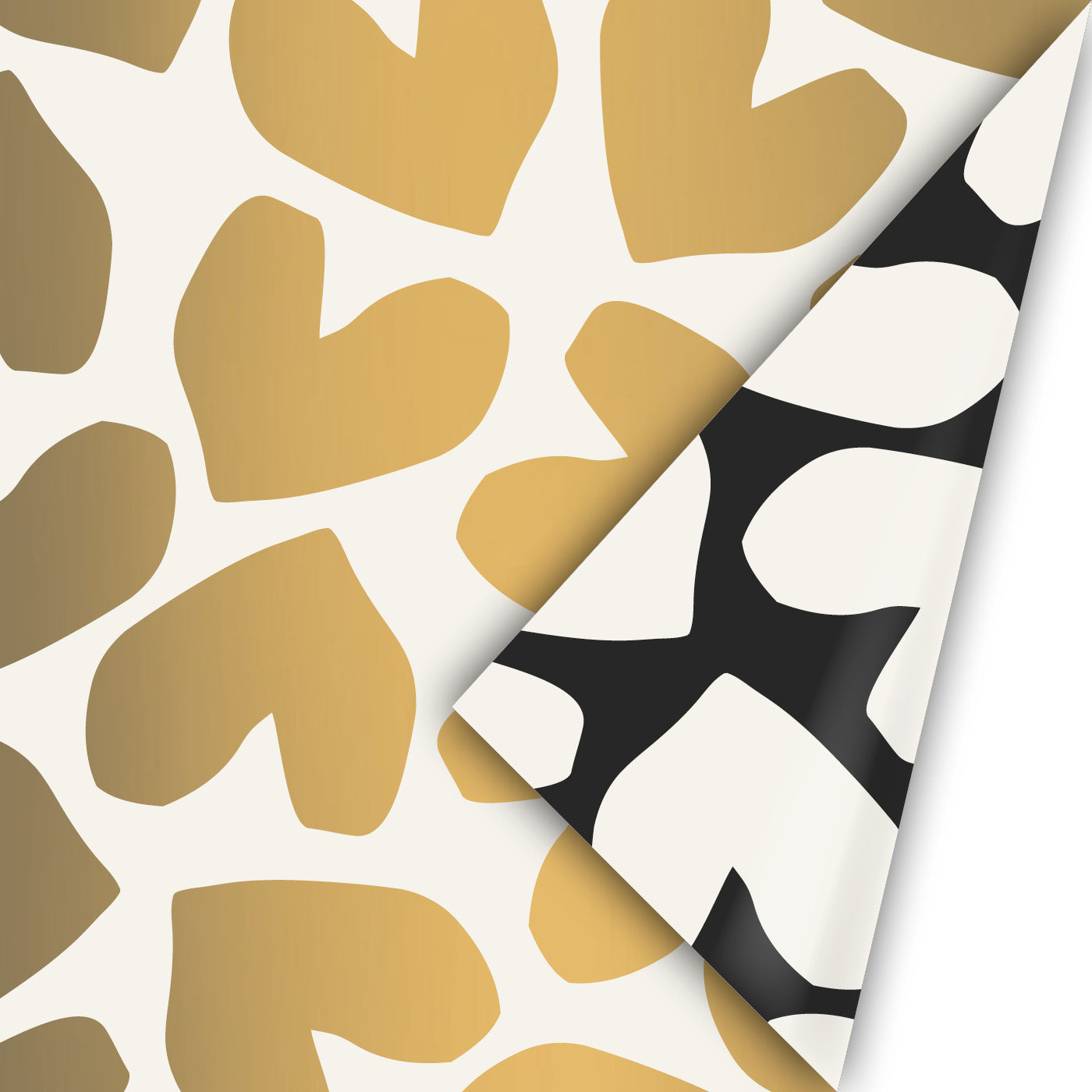 Inpakpapier XL Solo Hearts - wit/goud