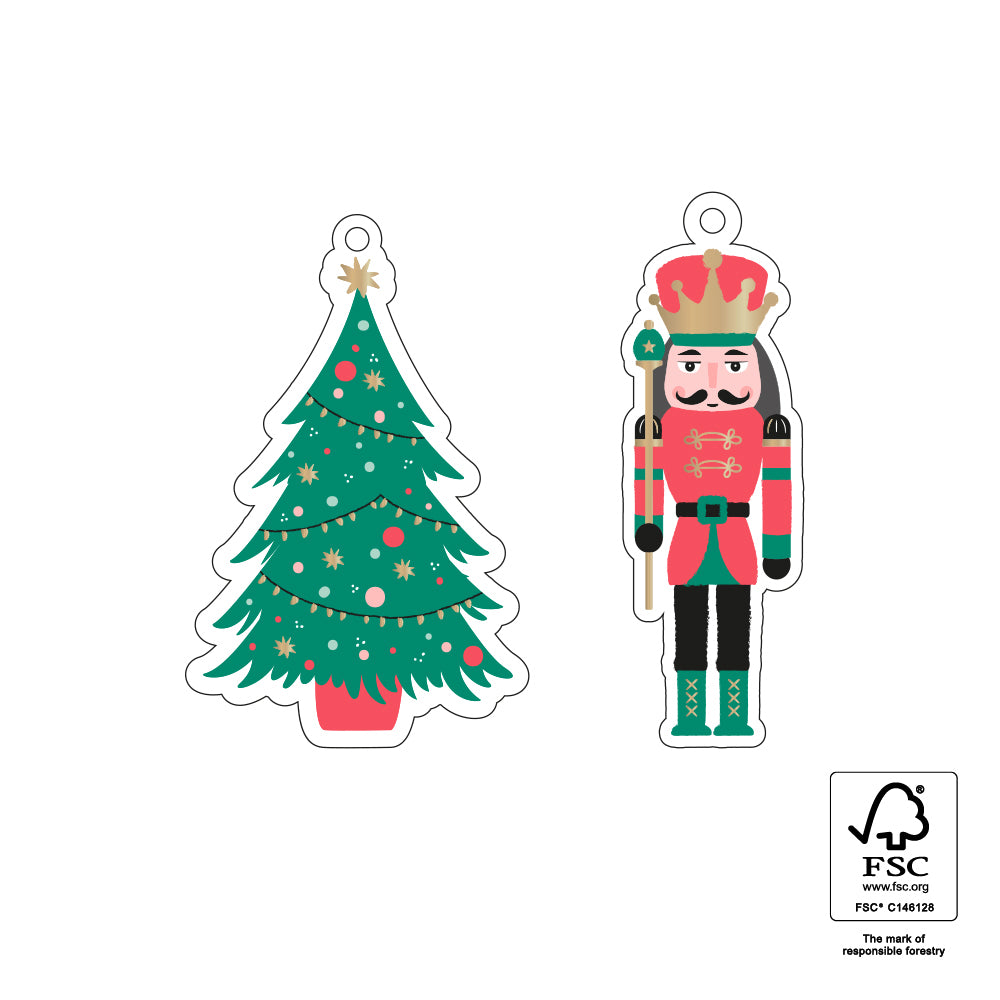 Cadeaulabels X-mas Duo - Tree / Nutcracker (2 stuks)