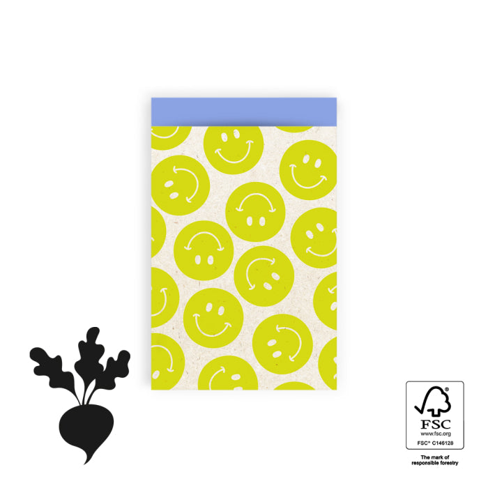 Cadeauzakjes Smiley Lemon Yellow - Blue (12 x 19 cm - 10 stuks)
