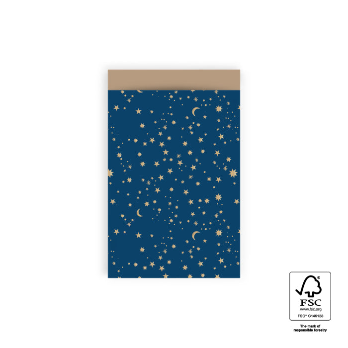 Cadeauzakjes Galaxy Foil Gold Blue - Taupe (12x19 cm - 10 stuks)