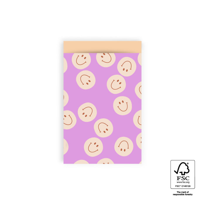 Cadeauzakjes Smiley Pink - Peach (12 x 19 cm - 10 stuks)