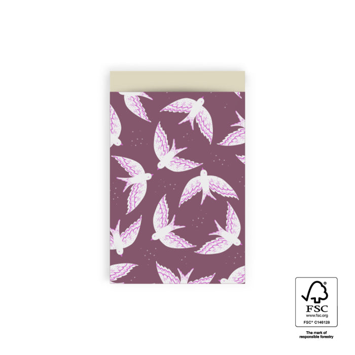 Cadeauzakjes Birds Beet Red - Biscuit (12 x 19 cm - 10 stuks)