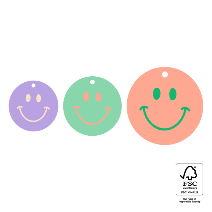Cadeaulabels Multi Sizes - Smiley Happy (S - M - L) (3 stuks)