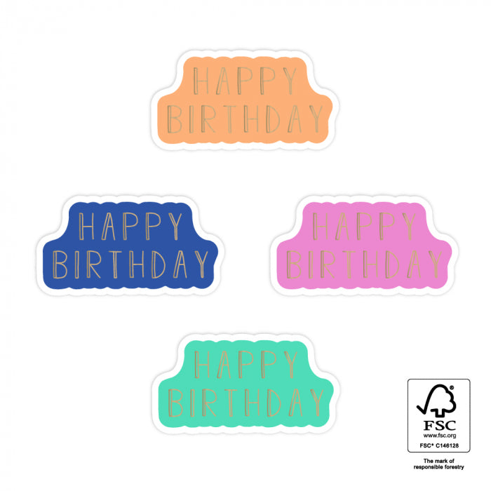 Stickers Multi - Happy Birthday Gold/Dark (8 stuks)