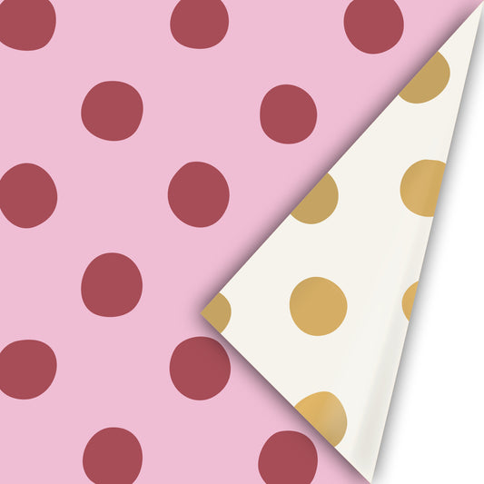 Inpakpapier Pretty Polkadots - roze/rood
