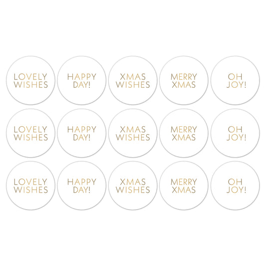 Stickers Xmas Wishes ’25 - wit/goud (10 stuks)
