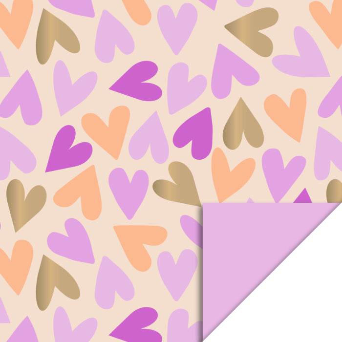 Inpakpapier Big Hearts Gold - Pink
