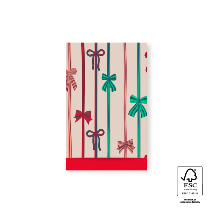 Cadeauzakjes Bow Parade Beige - Red  (12 x 19 cm - 10 stuks)