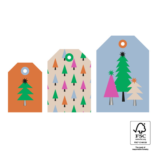 Cadeaulabels X-mas Multi Sizes - Trees (3 stuks)