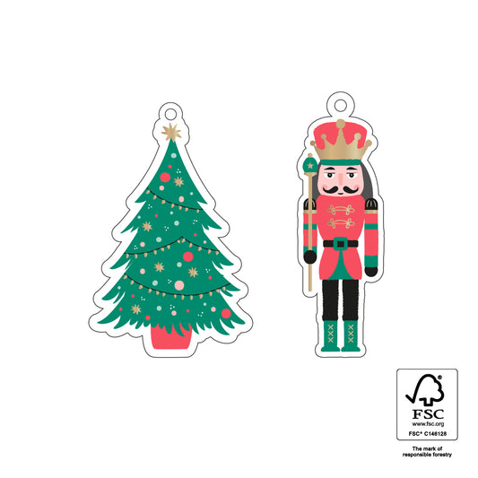 Cadeaulabels X-mas  Duo - Tree / Nutcracker (2 stuks)