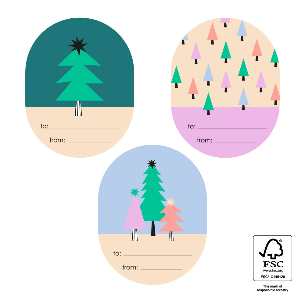 Stickers X-mas Multi - Graphic Tree Bright (6 stuks)