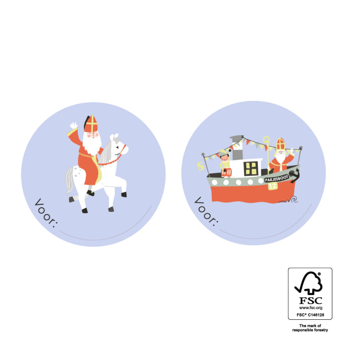 Stickers Sint Duo - Pakjesavond (6 stuks)