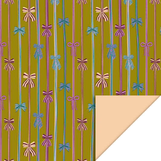 Inpakpapier Bow Parade Olive - Peach