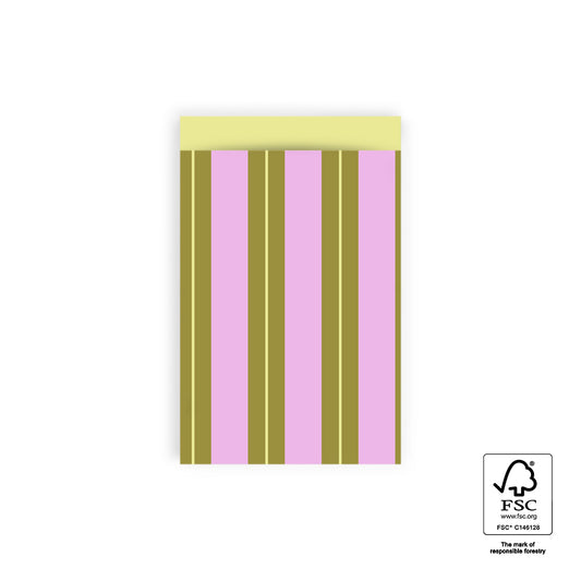 Cadeauzakjes Stripe Chalk Pink - Yellow (12 x 19 cm - 10 stuks)