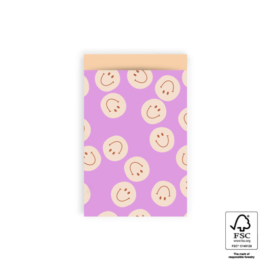 Cadeauzakjes Smiley Pink - Peach (12 x 19 cm - 10 stuks)