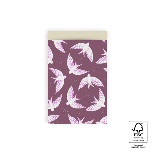 Cadeauzakjes Birds Beet Red - Biscuit (12 x 19 cm - 10 stuks)