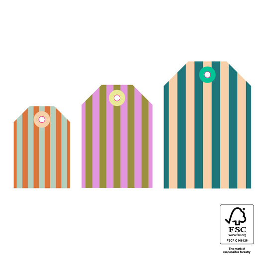 Cadeaulabels Multi Sizes - Stripe (S - M - L) (3 stuks)