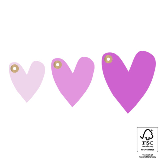 Cadeaulabels Multi Sizes - Hearts Pink (S - M - L) (3 stuks)