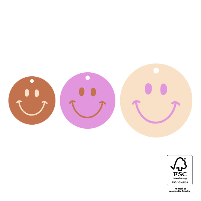 Cadeaulabels Multi Sizes - Smiley Pink (S - M - L) (3 stuks)