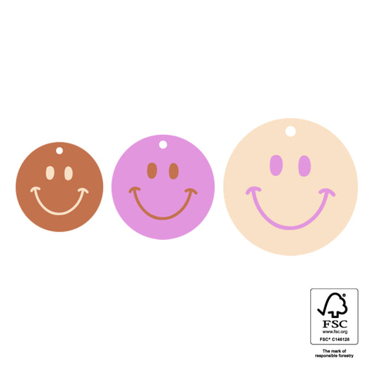 Cadeaulabels Multi Sizes - Smiley Pink (S - M - L) (3 stuks)
