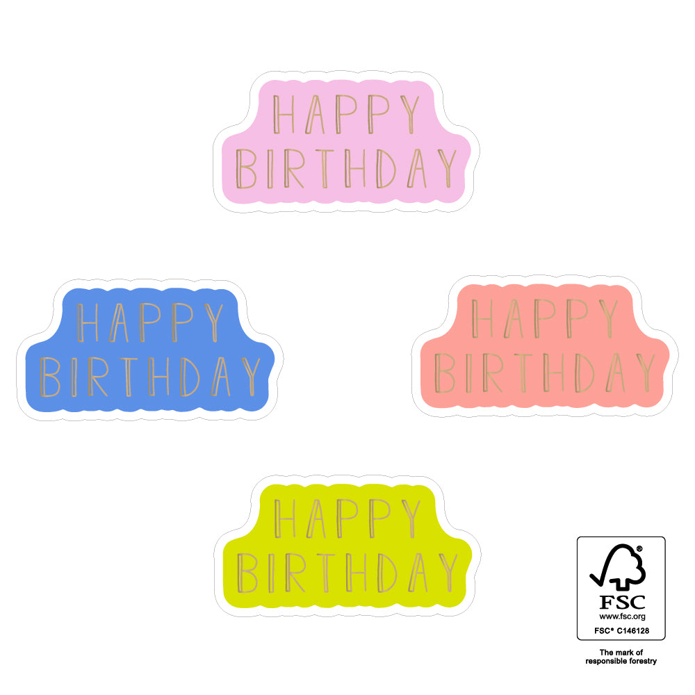Stickers Multi - Happy Birthday Gold/Light (8 stuks)
