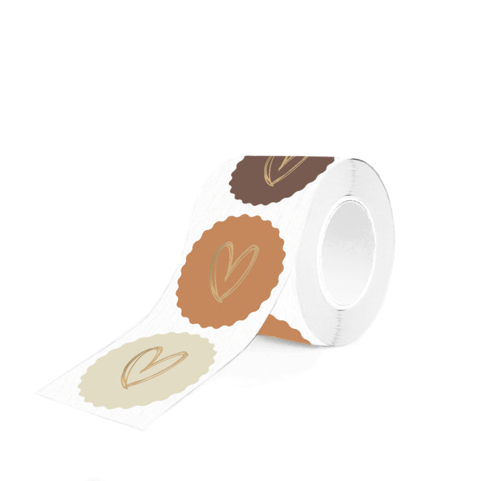 Stickers Multi - Heart Gold - Natural (6 stuks)