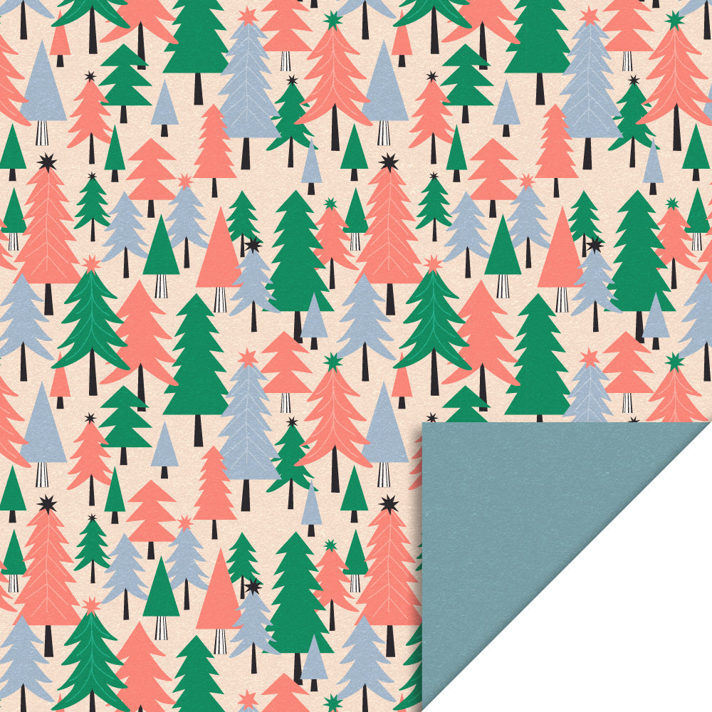 Inpakpapier X-mas Tree Graphic - Blue