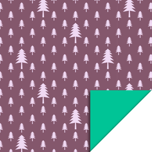 Inpakpapier X-mas - Tree Beet Red/Pink - Bright Green