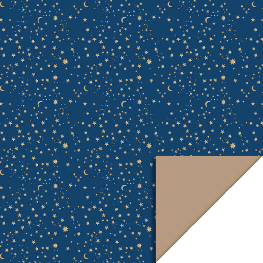 Inpakpapier Galaxy Foil Gold Blue - Taupe