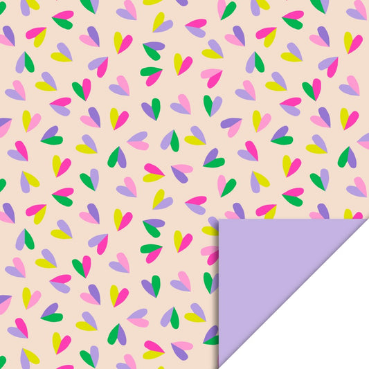 Inpakpapier Hearts Duo Beige - Lilac