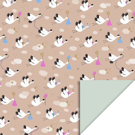 Inpakpapier Baby Bird Beige - Pistache