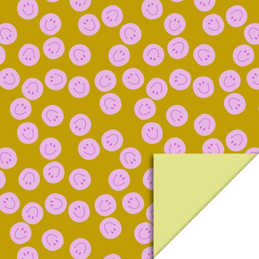 Inpakpapier Smiley Pink - Yellow