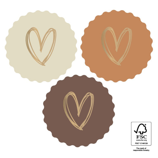 Stickers Multi - Heart Gold - Natural (6 stuks)